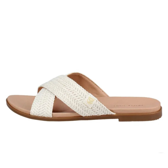 Draper James Women's Alex Raffia White Crossed Strap Sandals Size 9 - Picture 1 of 6